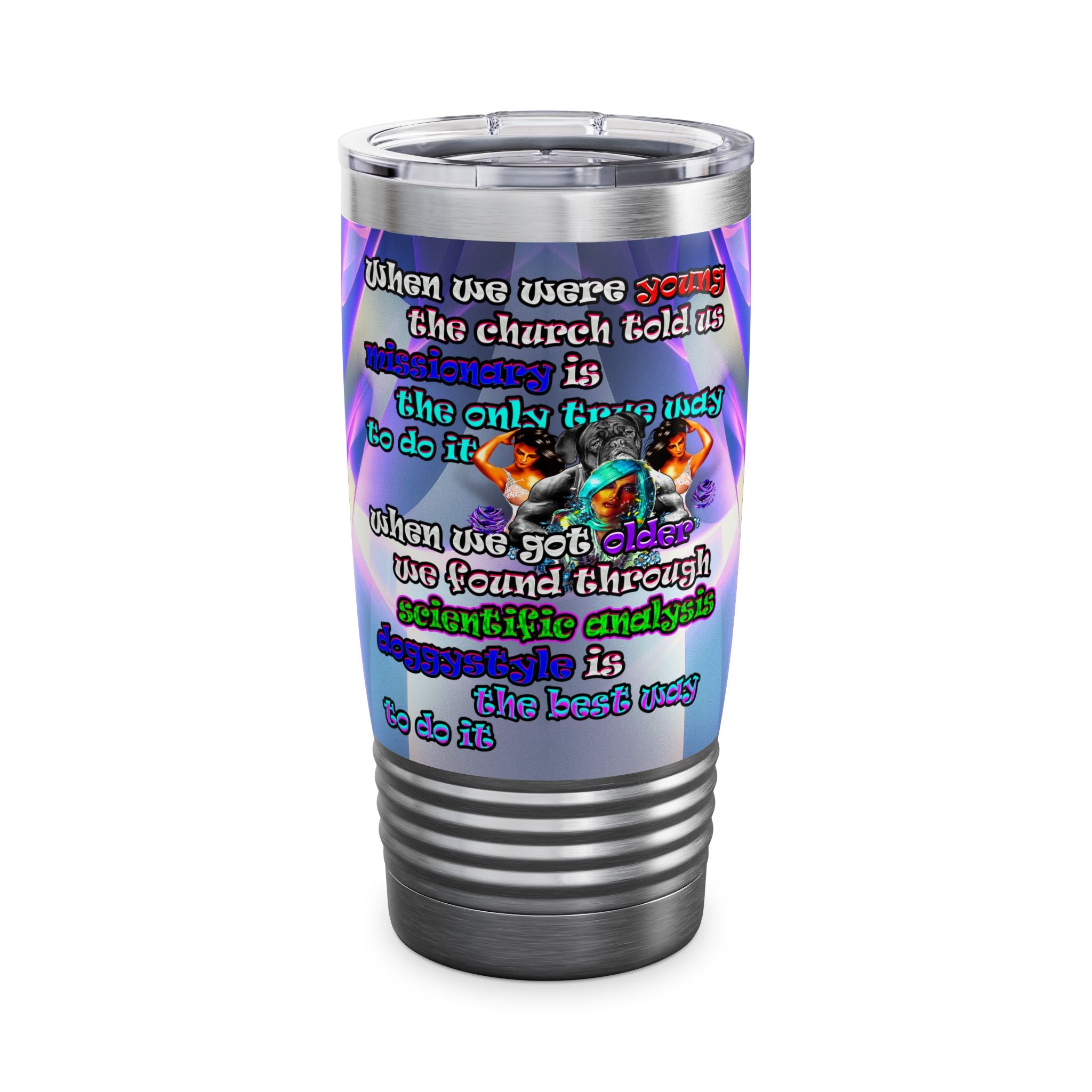 doggystyle - Ringneck Tumbler, 20oz (grey-pink wave)