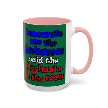 donkeys and elephants - Accent Mug (dark green)