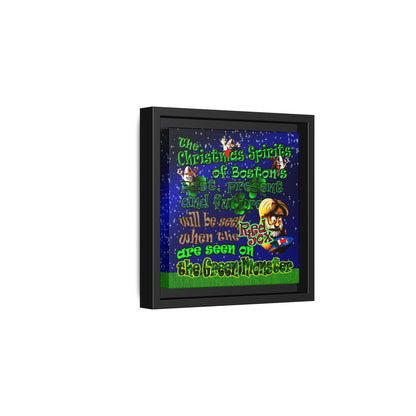christmas spirits of boston - framed canvas art ('snoops' background)
