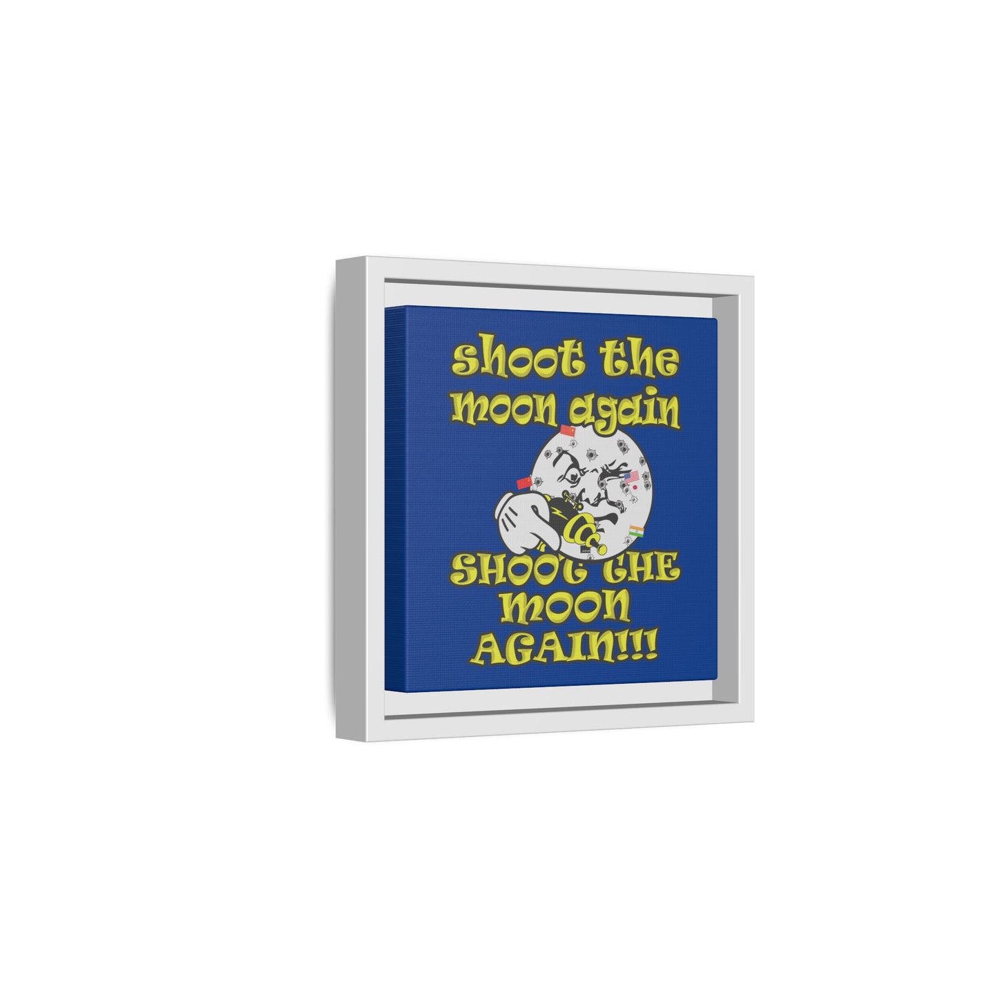 shoot the moon again - framed canvas art (dark blue)