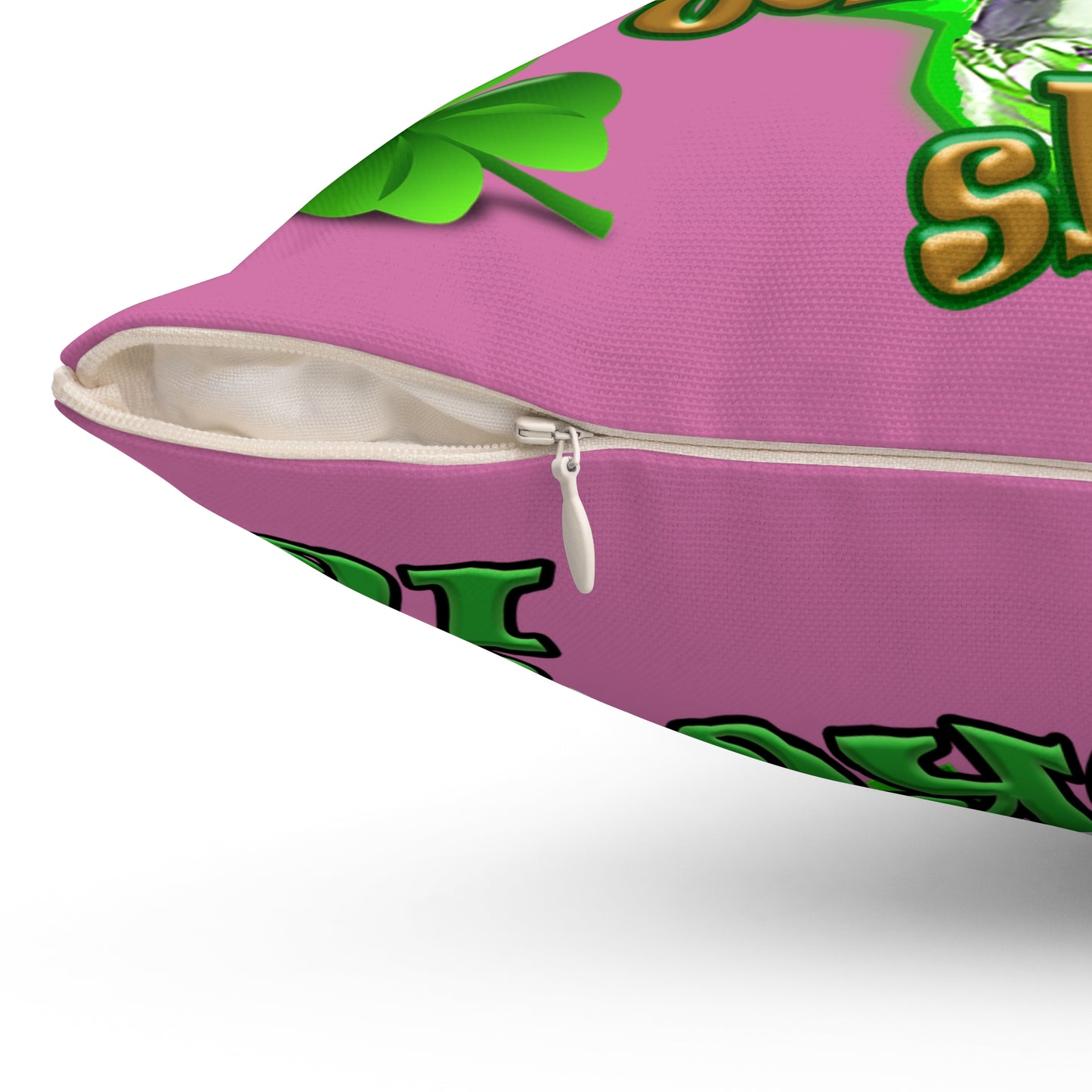 celtics logo - Spun Polyester Square Pillow - (light pink)