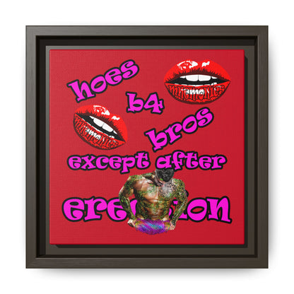 hoes b4 bros - framed canvas art (dark red)