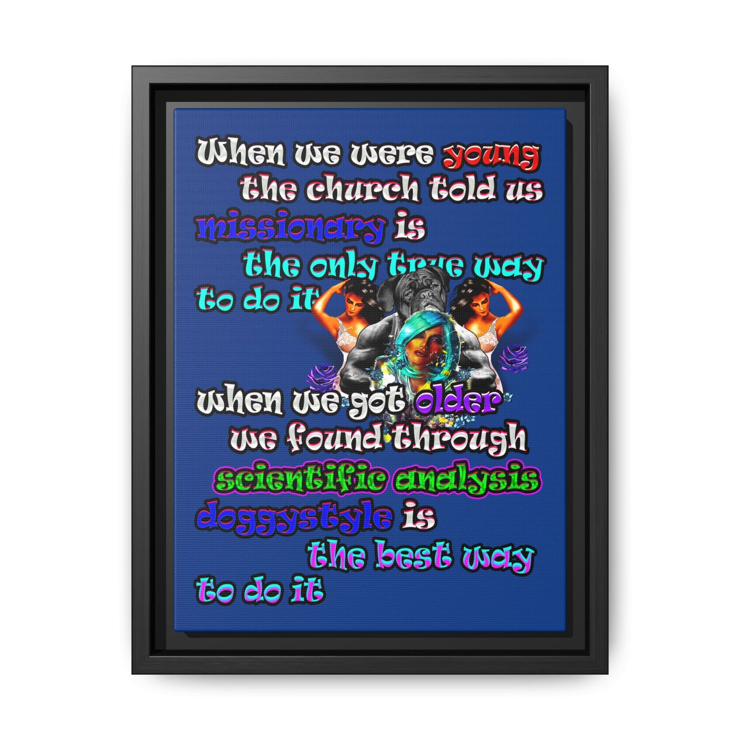 doggystyle - framed canvas art (dark blue)