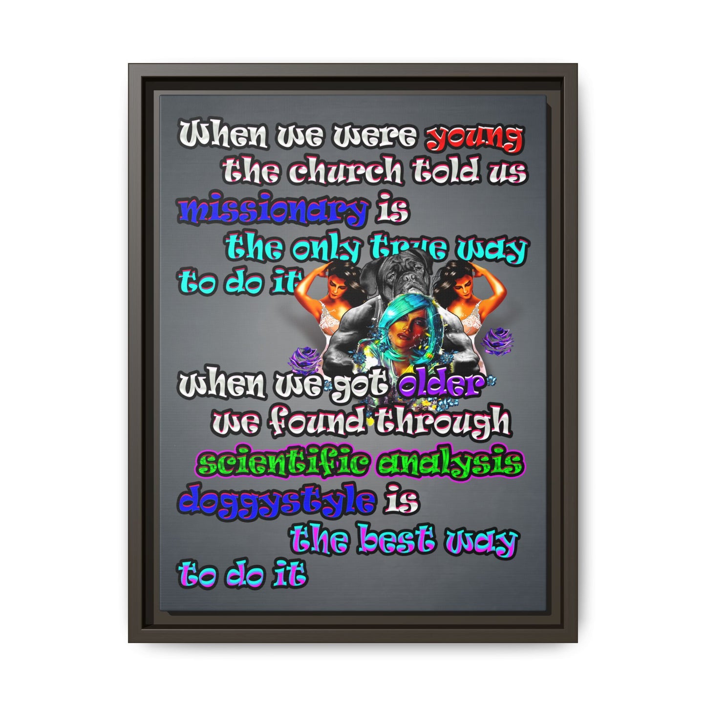 doggystyle - framed canvas art (grey-light grey)