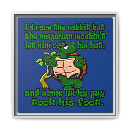 turtle race - framed canvas art (dark blue)