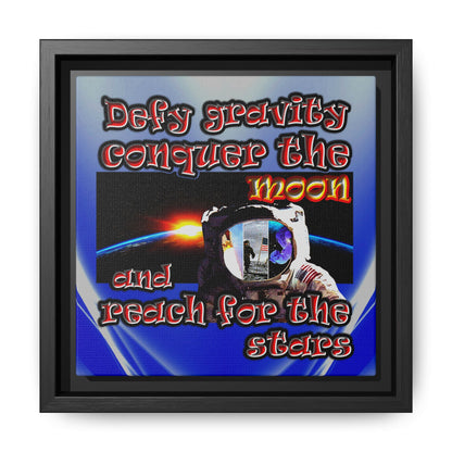 defy conquer reach - framed canvas art (blue-white wave)