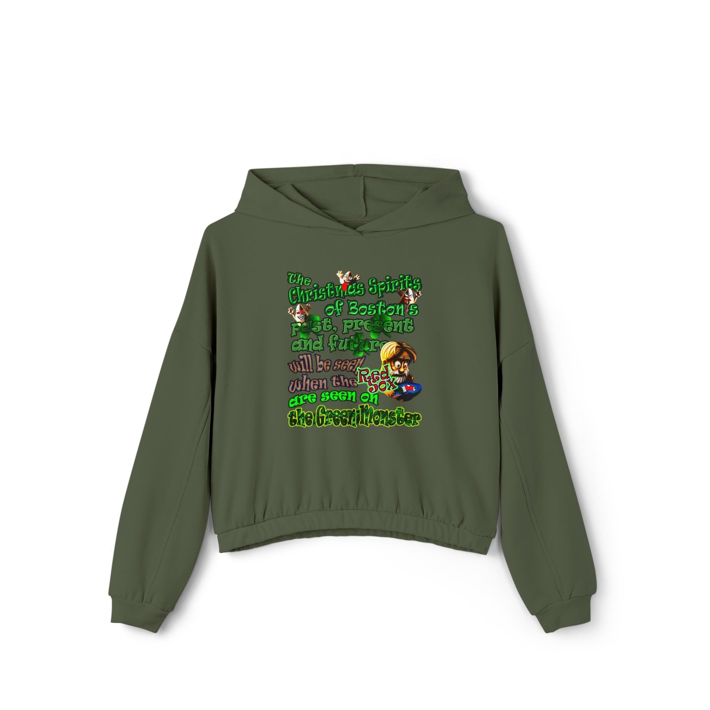 christmas spirits of boston - Women's Cinched Bottom Hoodie