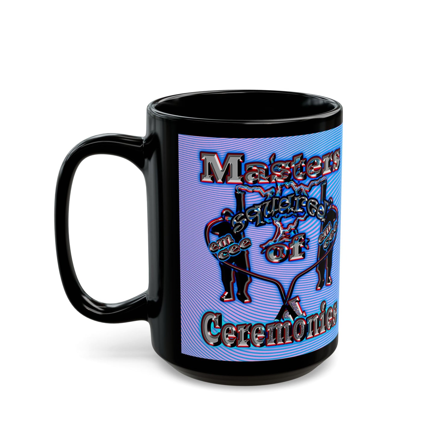 em cee squared - Black Mug (light blue-purple wave)