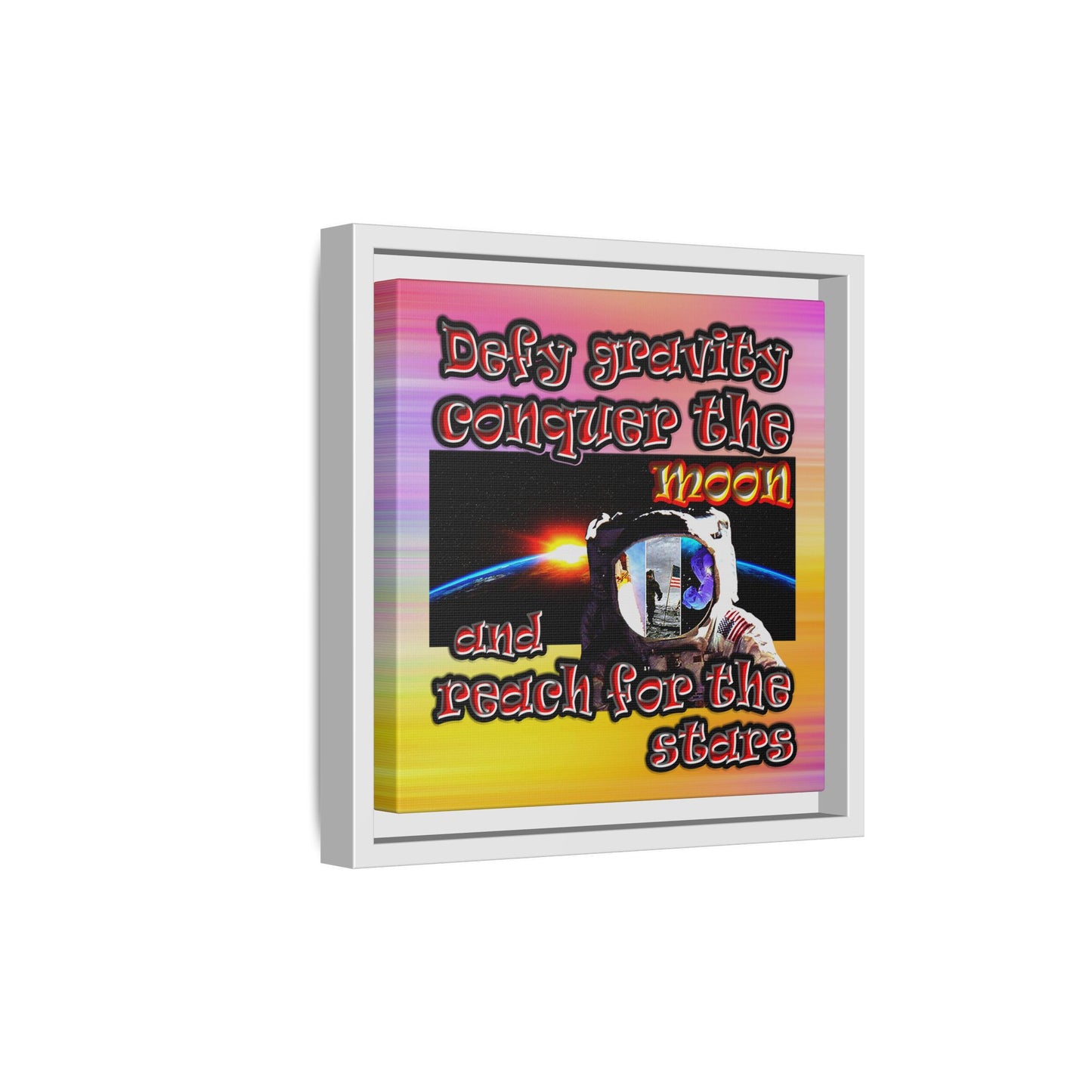 defy conquer reach - framed canvas art (color blur)