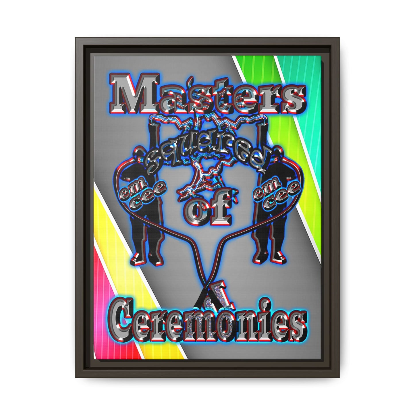 em cee squared - framed canvas art (rainbow split)