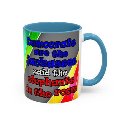 donkeys and elephants - Accent Mug (rainbow split)