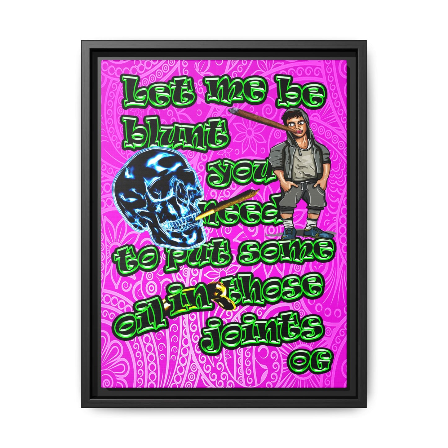 og - framed canvas art (pink swirl)