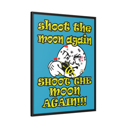 shoot the moon again - framed canvas art (turquoise)