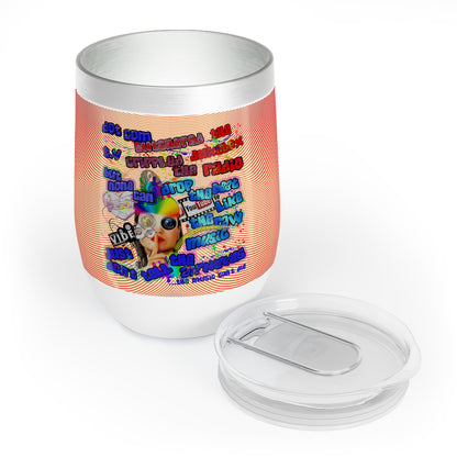 drop the beat - Chill Wine Tumbler  (yellow-orange wave)