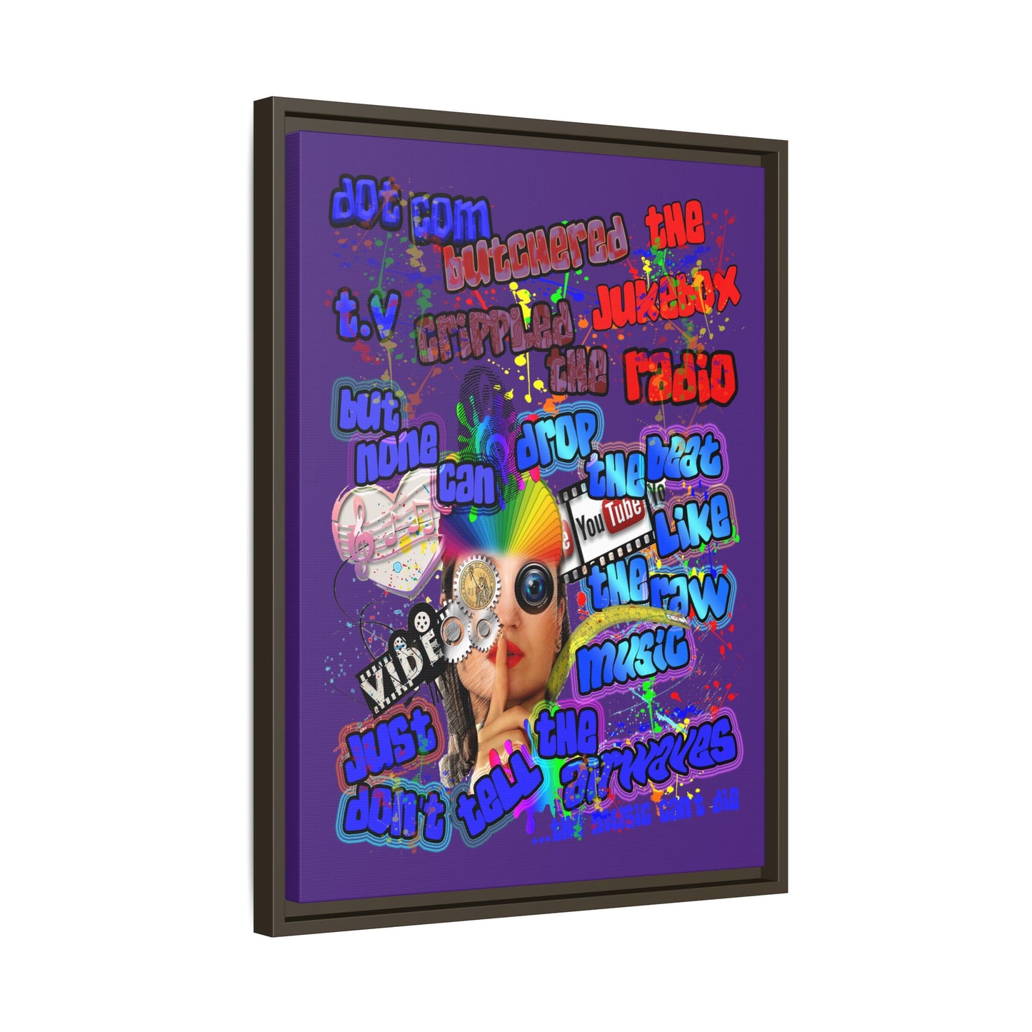 drop the beat - framed canvas art (purple)