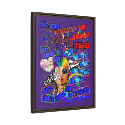 drop the beat - framed canvas art (purple)
