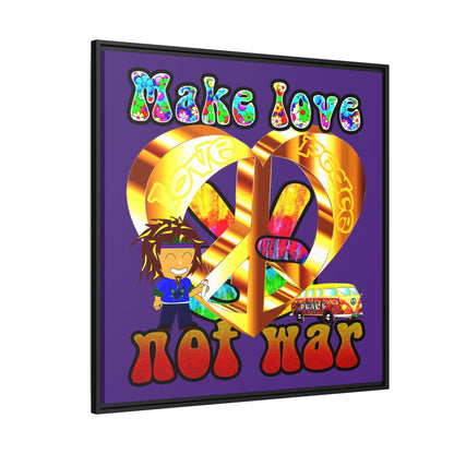 love peace - framed canvas art (purple)