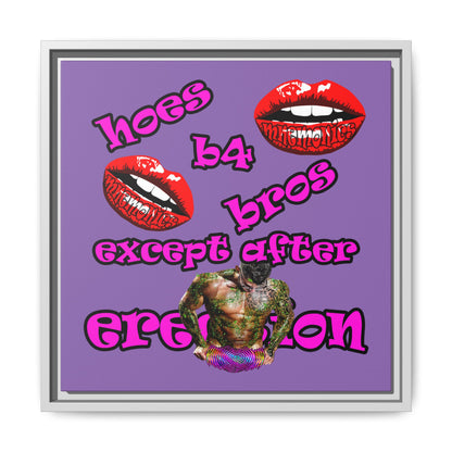 hoes b4 bros - framed canvas art (light purple)