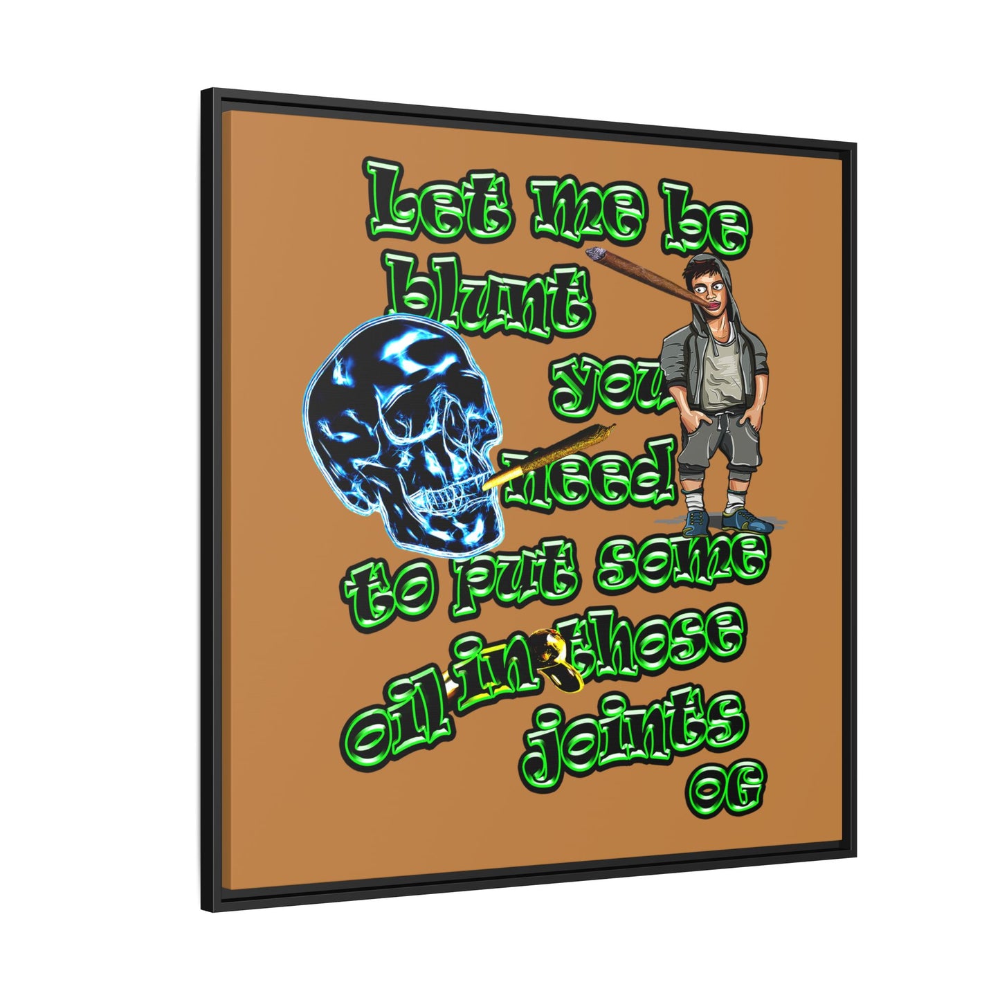 og - framed canvas art (light brown)
