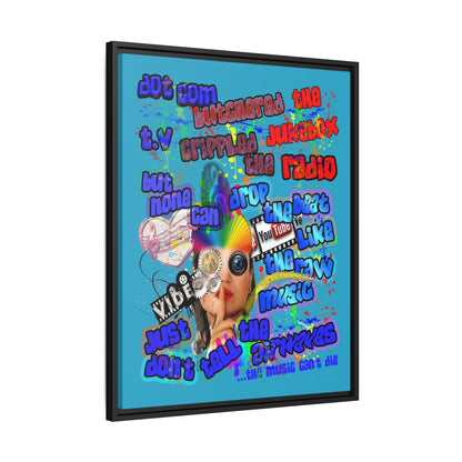 drop the beat - framed canvas art (turquoise)
