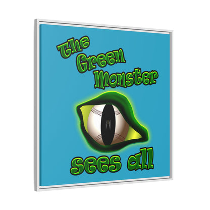 green monster - framed canvas art (turquoise)