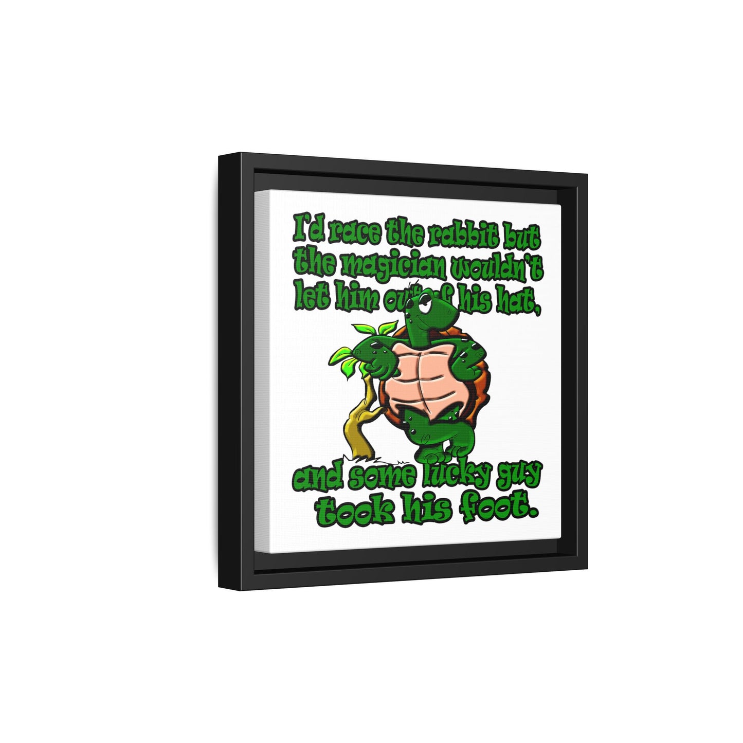 turtle race - framed canvas art (white)