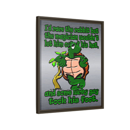 turtle race - framed canvas art (brushed nickel)