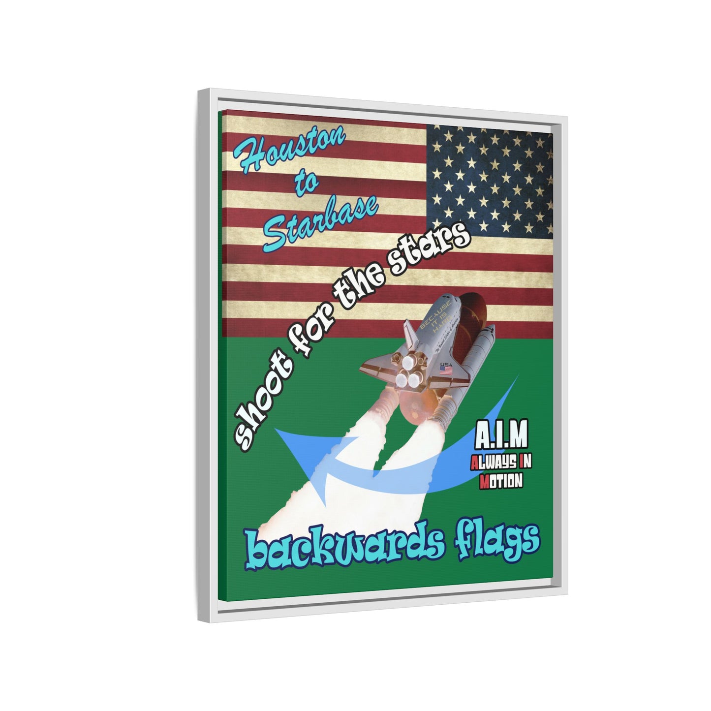 shoot for the stars - framed canvas art (dark green)