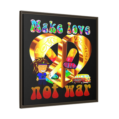 love peace - framed canvas art (black)