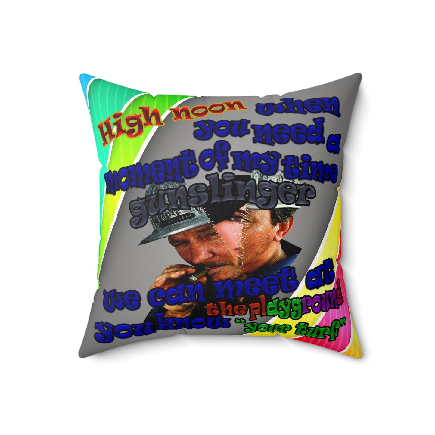 high noon - Faux Suede Square Pillow - (rainbow split)