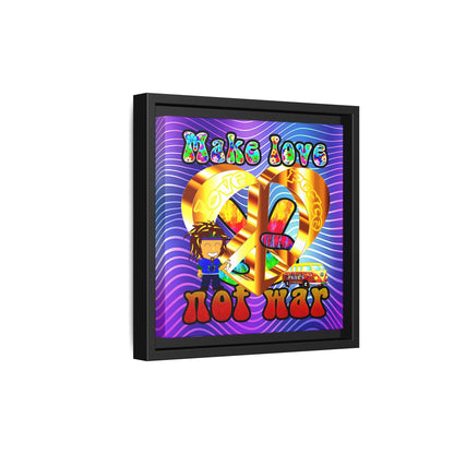 love peace - framed canvas art (purple wave)