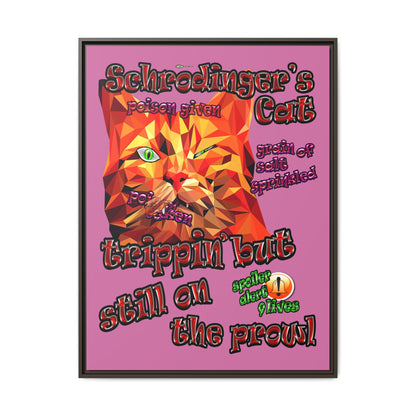 schrodinger's cat - framed canvas art (light pink)