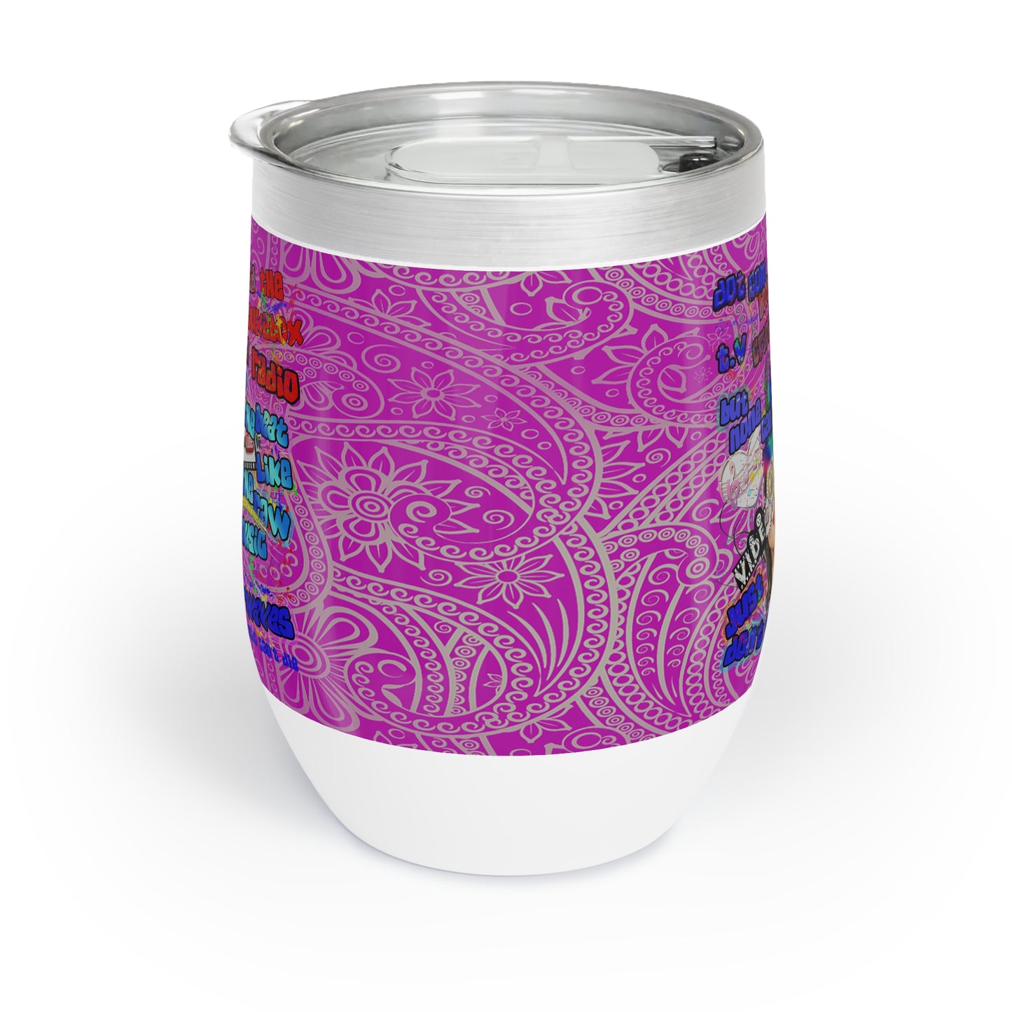 drop the beat - Chill Wine Tumbler  (pink swirl)