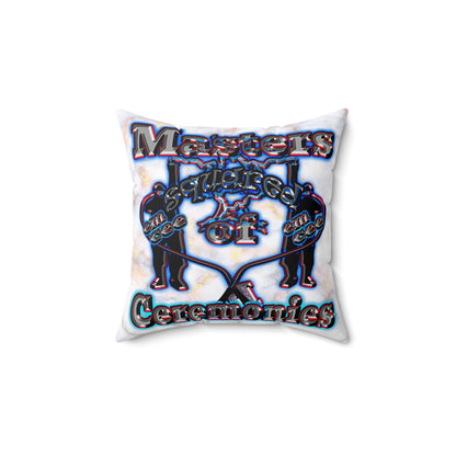 em cee squared - Spun Polyester Square Pillow - (white marble)