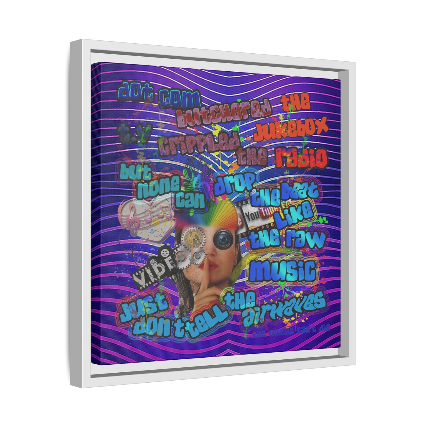 drop the beat - framed canvas art (purple wave)