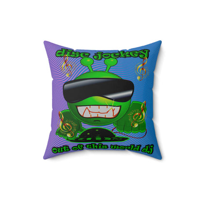 disc jockey - Spun Polyester Square Pillow - (light blue-purple wave)