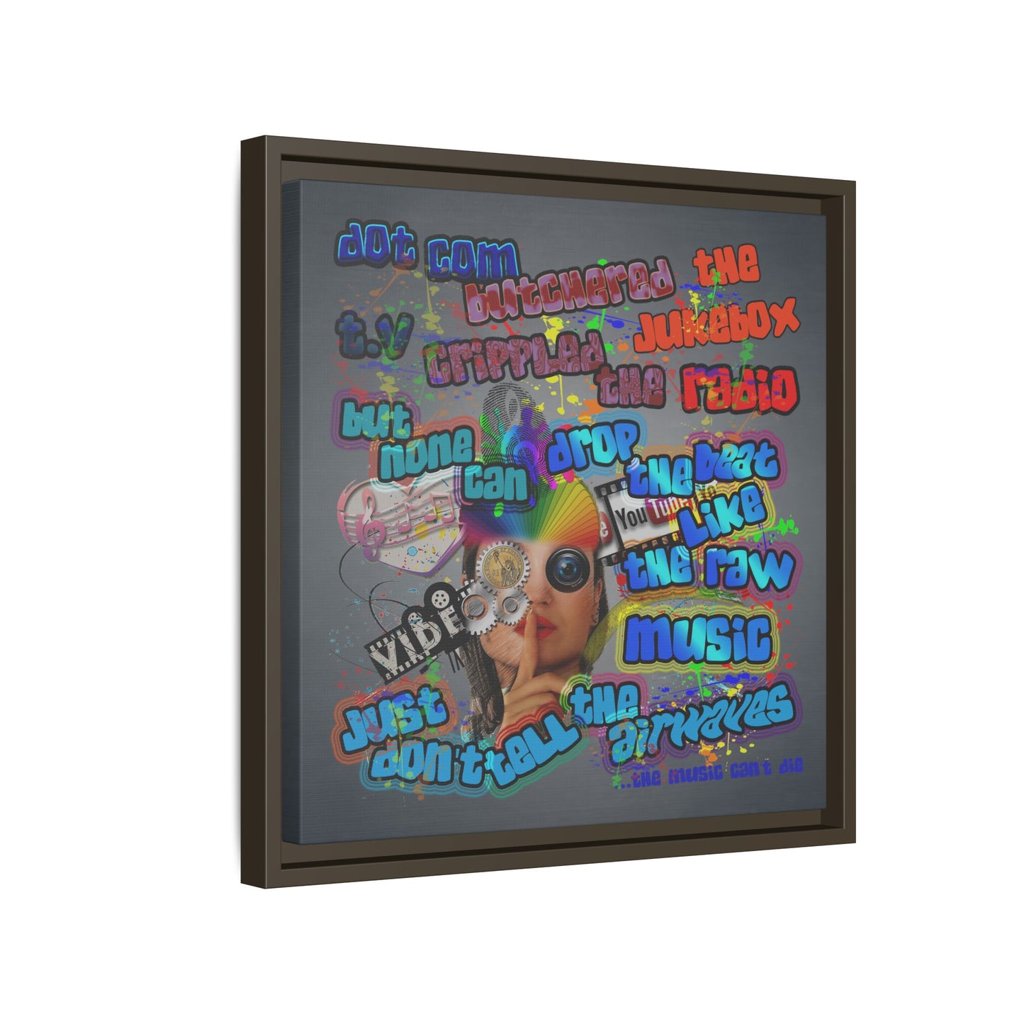 drop the beat - framed canvas art (grey-light grey)
