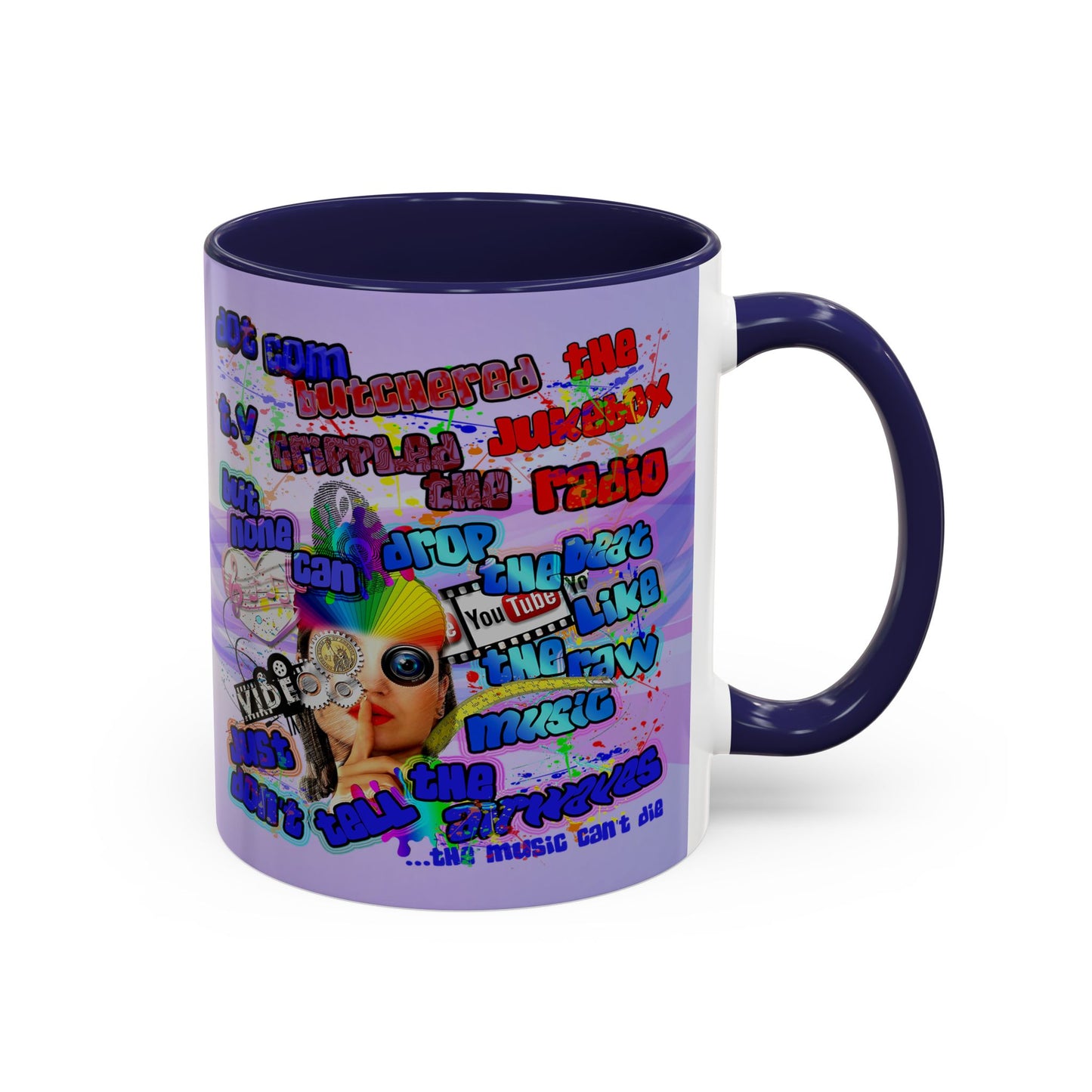 drop the beat - Accent Mug (light blue-pink wave)