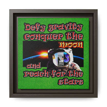 defy conquer reach - framed canvas art (green turf)
