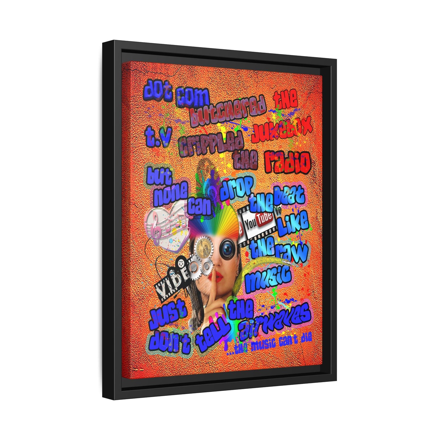 drop the beat - framed canvas art (burnt orange)