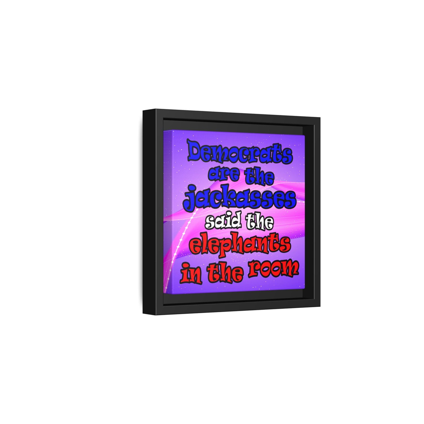 donkeys and elephants - framed canvas art (purple-pink wave)