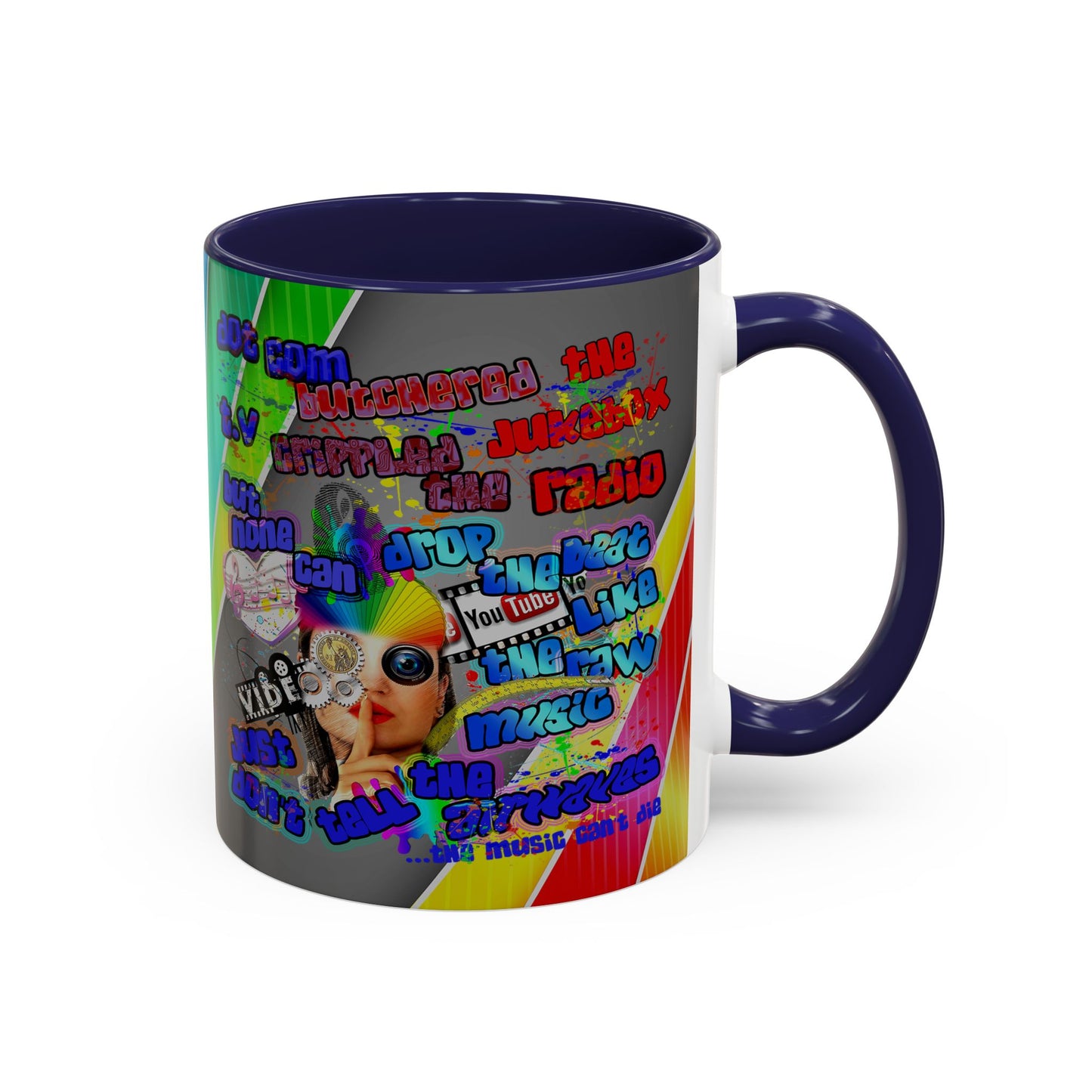drop the beat - Accent Mug (rainbow split)