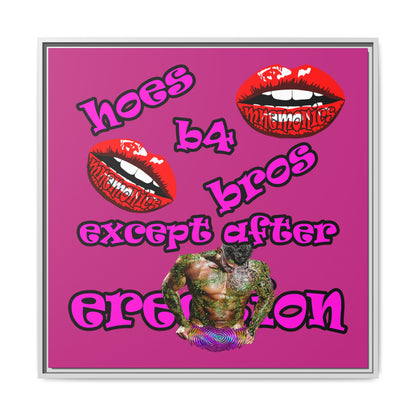 hoes b4 bros - framed canvas art (pink)
