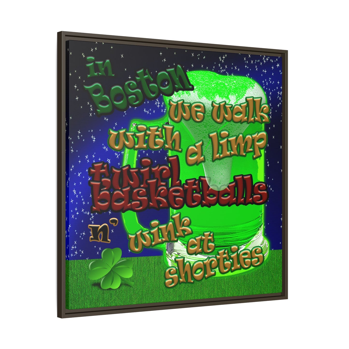 celtics logo - framed canvas art ('snoops' background)