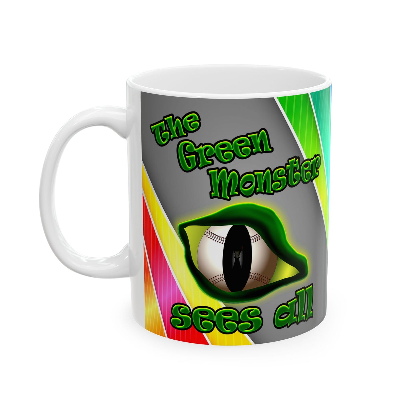 green monster - White Mug (rainbow split)