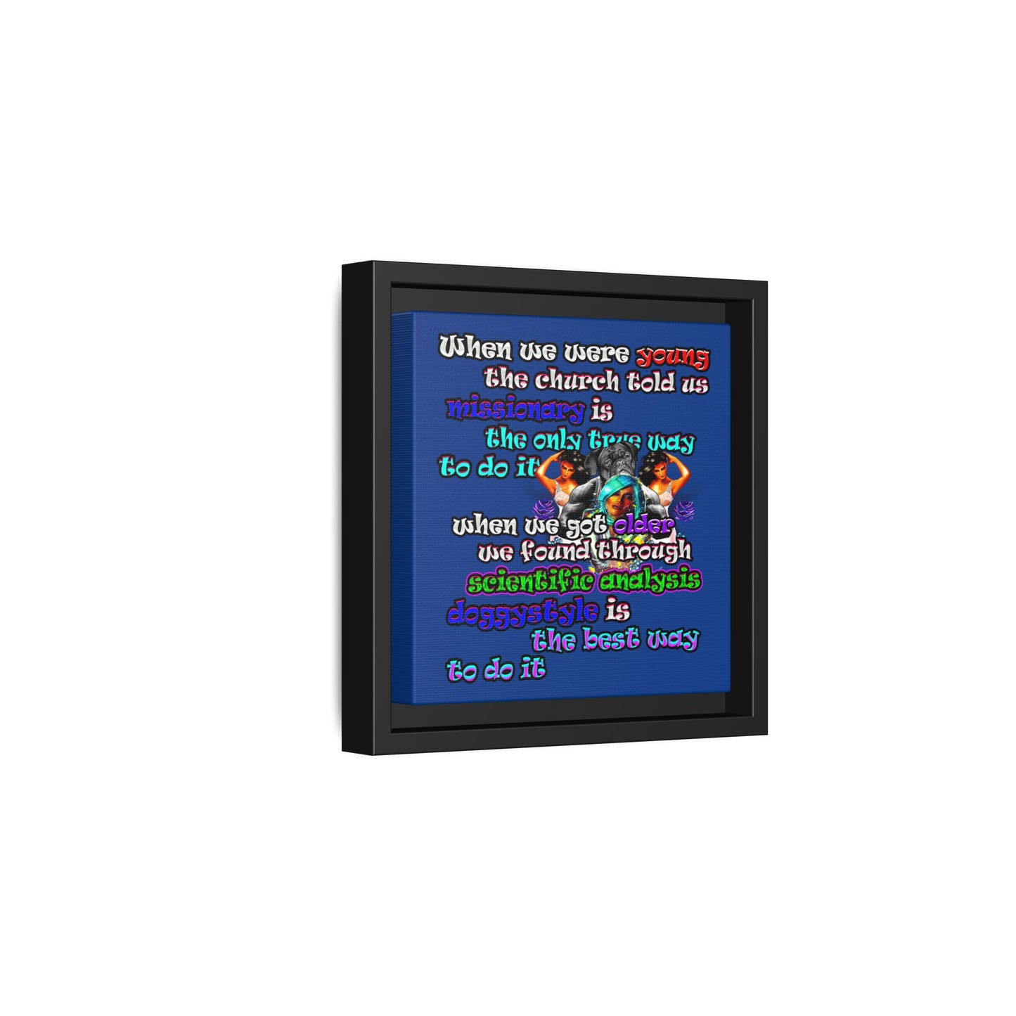doggystyle - framed canvas art (dark blue)