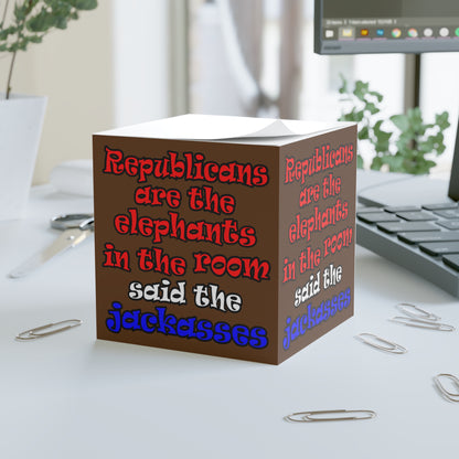 donkeys and elephants - note cube (brown)