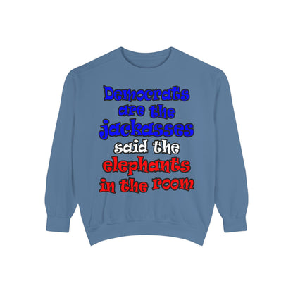 donkeys and elephants - Unisex Garment-Dyed Sweatshirt