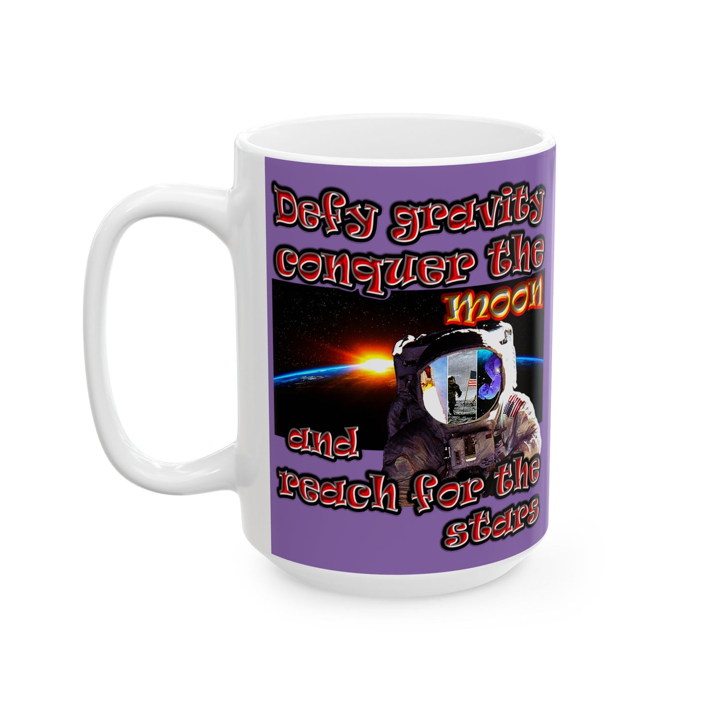 defy conquer reach - White Mug (light purple)