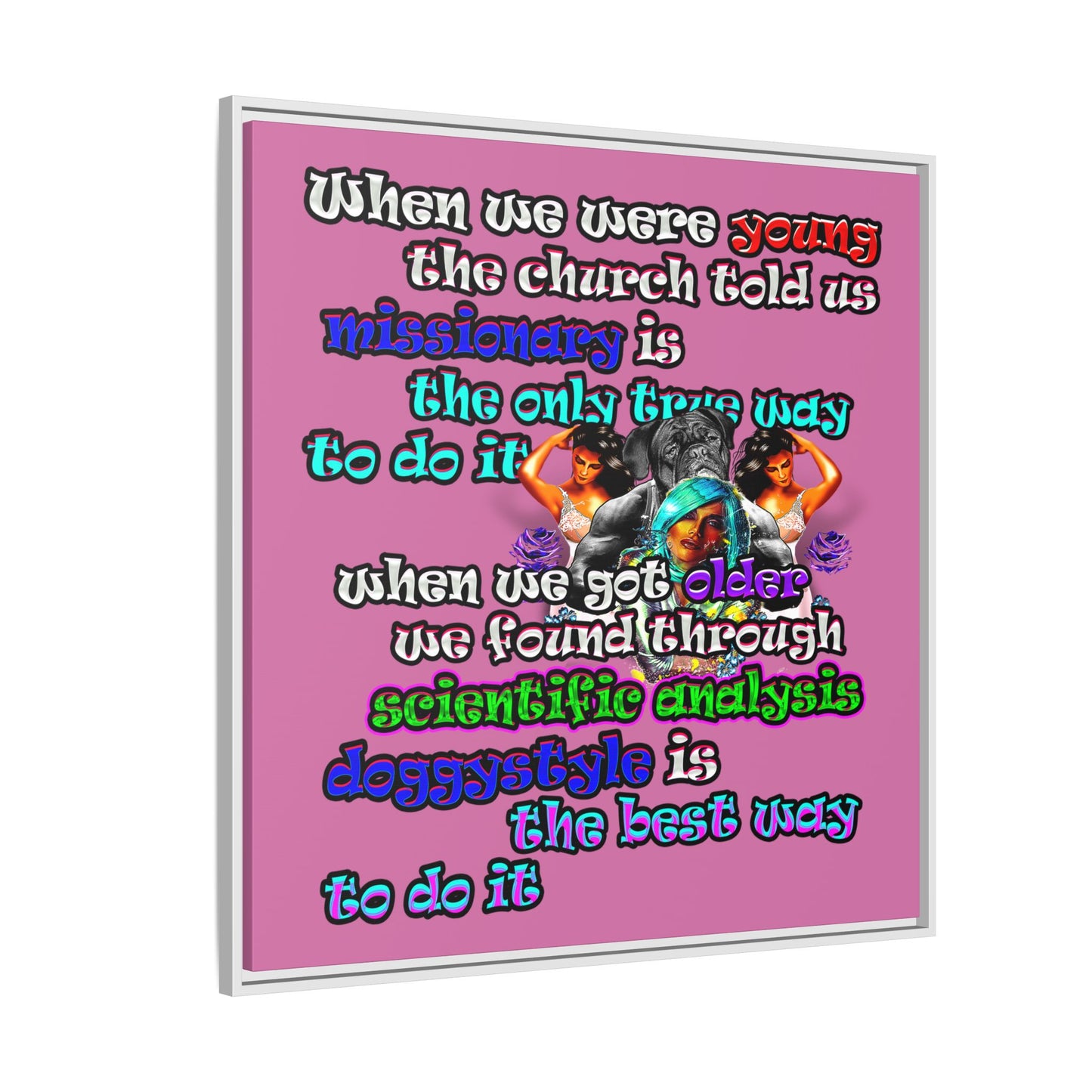 doggystyle - framed canvas art (light pink)